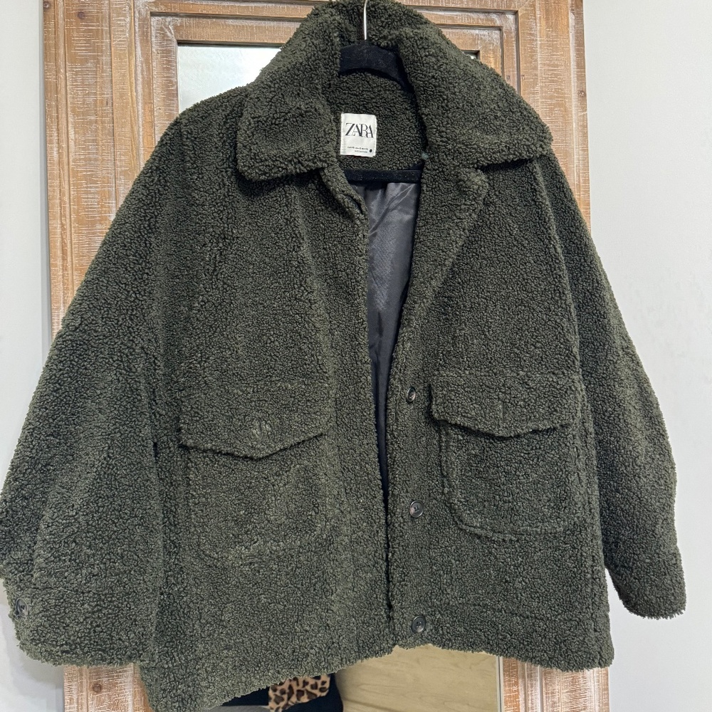 green Zara oversized jacket XS